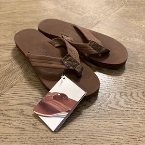 Rainbow Sandals Premier Single Layer Wide Strap Mens Dark Brown Small 7.5-8.5